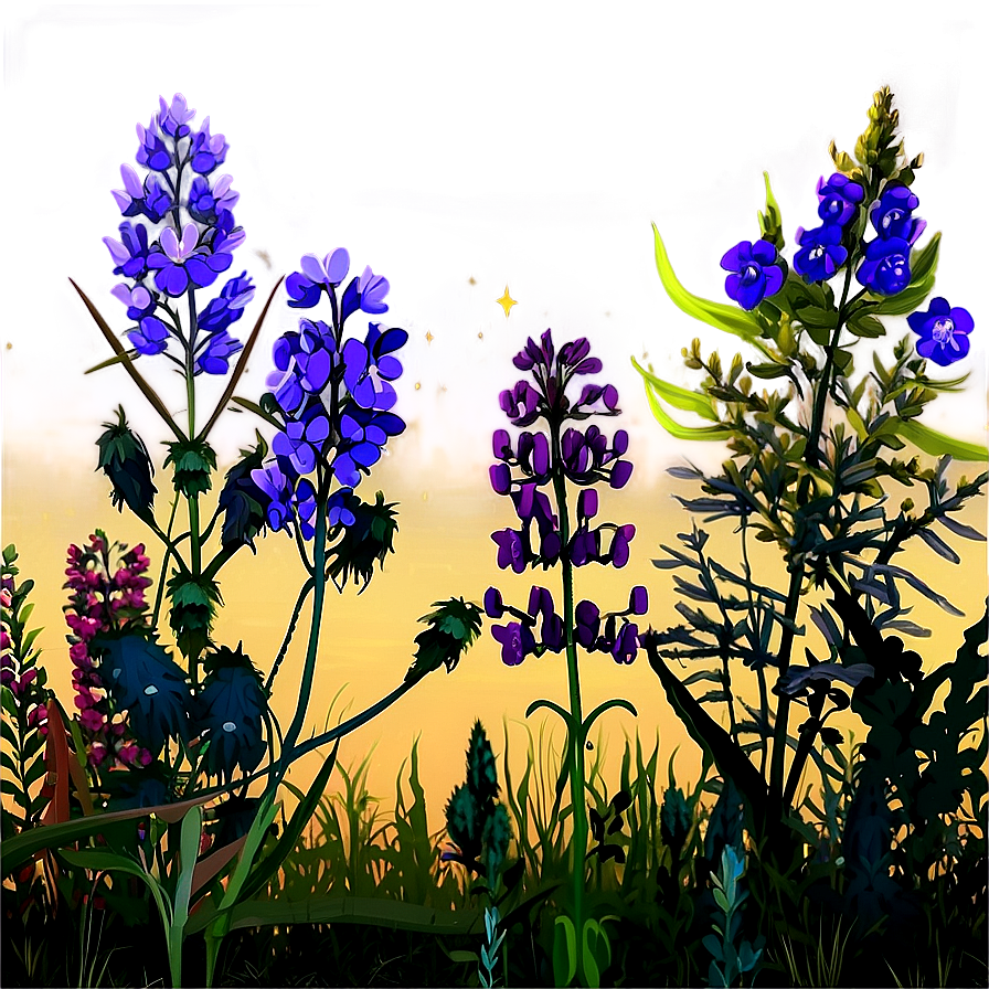 Twilight Wildflowers Scene Png 06202024 PNG image