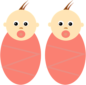 Twin Cartoon Babies PNG image