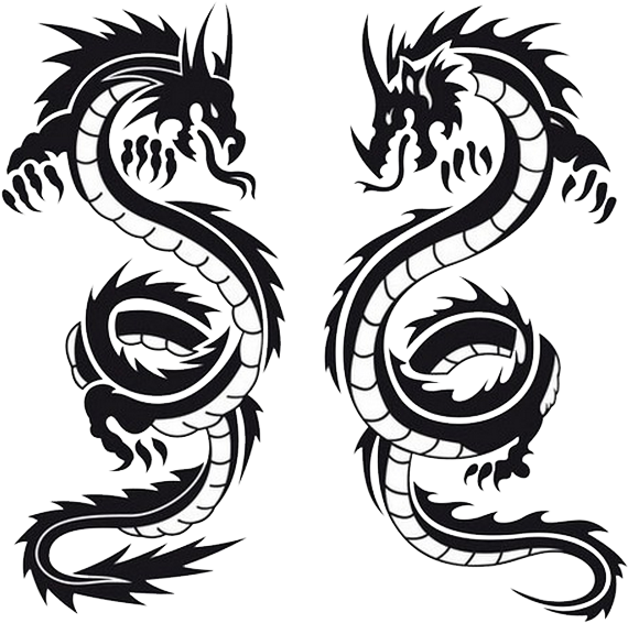Twin Dragon Tattoo Design PNG image
