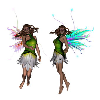 Twin Fairies Sparkling Wings PNG image
