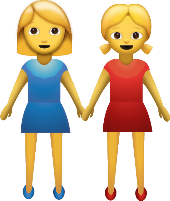 Twin Girls Emoji Holding Hands PNG image