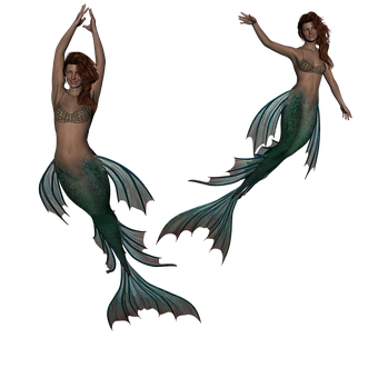 Twin_ Mermaids_ Dancing_in_the_ Dark PNG image