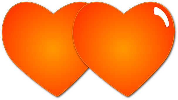 Twin Orange Hearts PNG image