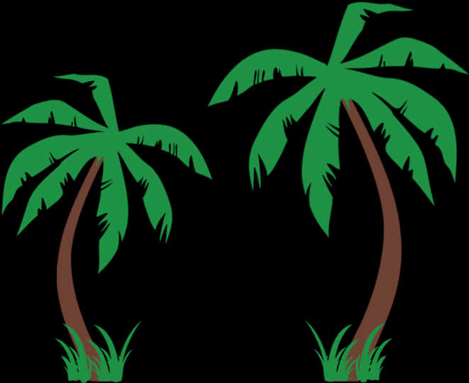 Twin Palm Trees Vector Illustration PNG image