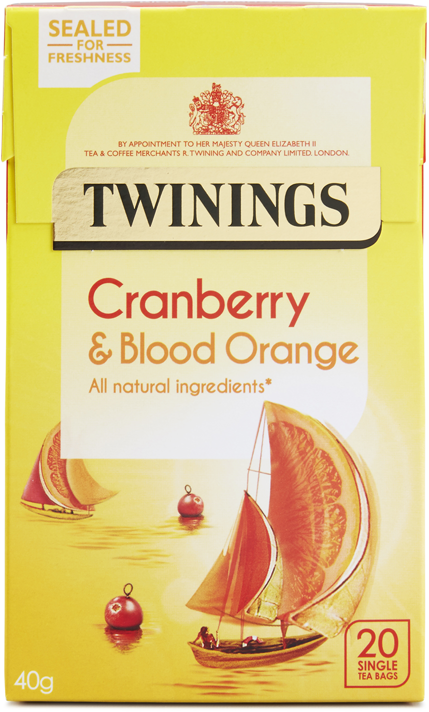 Twinings Cranberry Blood Orange Tea Box PNG image