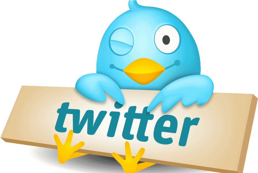 Twitter Bird Mascot Holding Sign PNG image