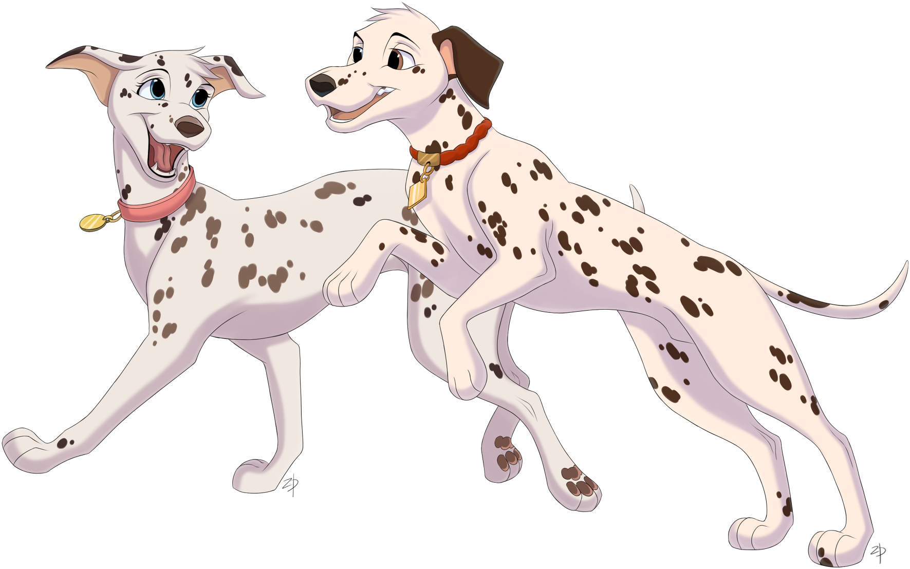 Two Animated Dalmatians PNG image