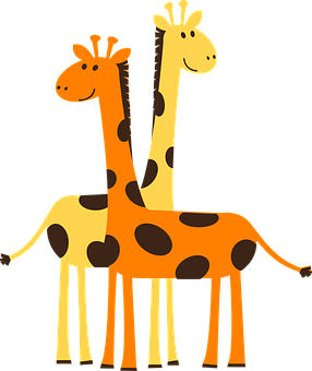 Two Cartoon Giraffes Standing PNG image