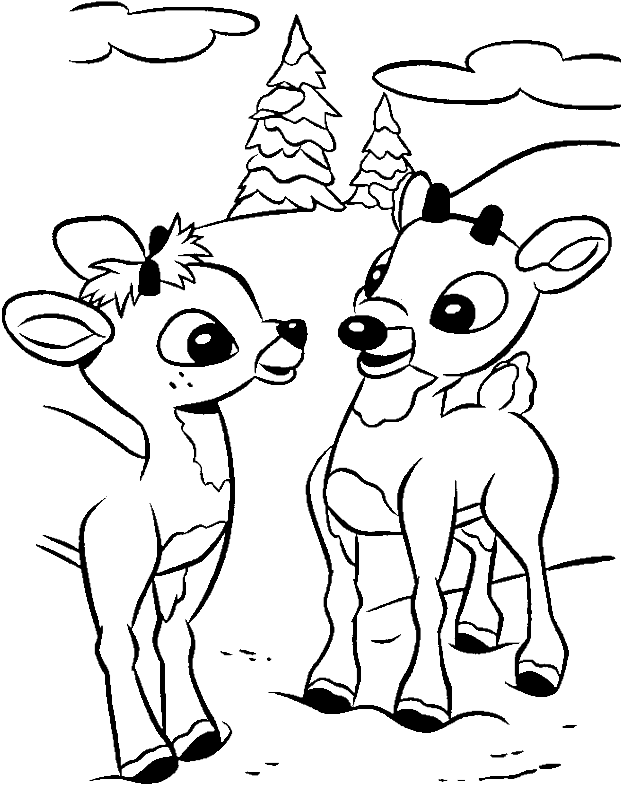 Two Fawns Coloring Page PNG image