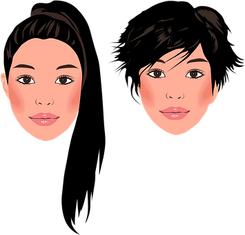 Two Female Faces Illustration PNG image