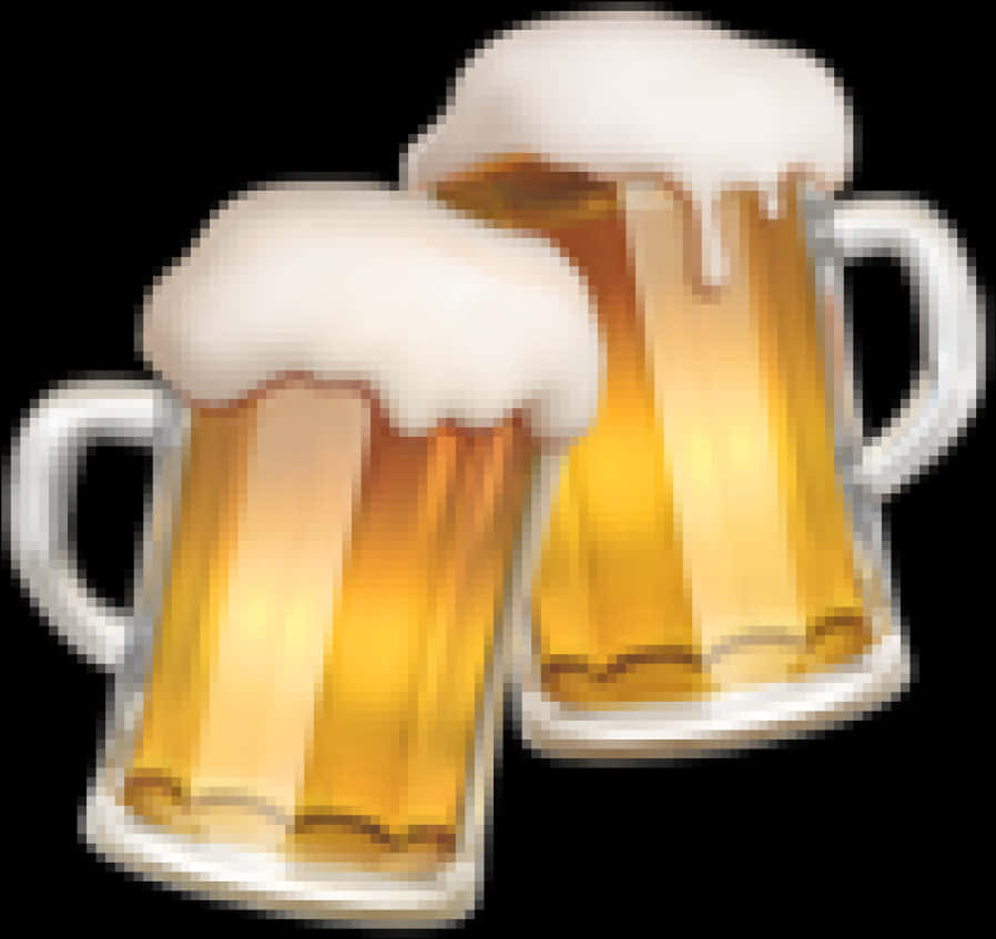 Two Frothy Beer Mugs PNG image