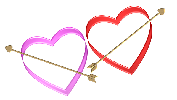 Two Hearts Piercedby Arrows PNG image