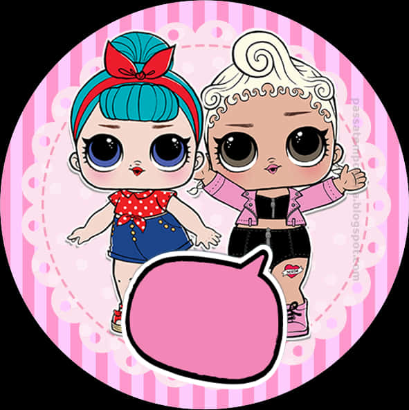 Two L O L Dolls Cartoon Illustration PNG image
