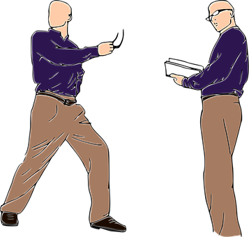 Two Men Standing Opposite Vector PNG image