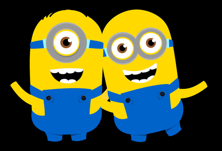 Two Minions Smiling Clipart PNG image