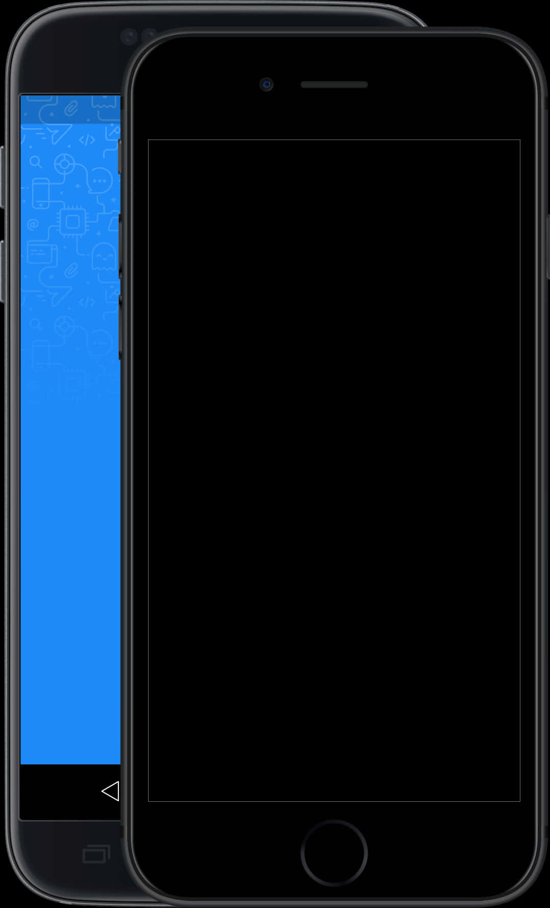 Two Smartphones Blank Screens PNG image