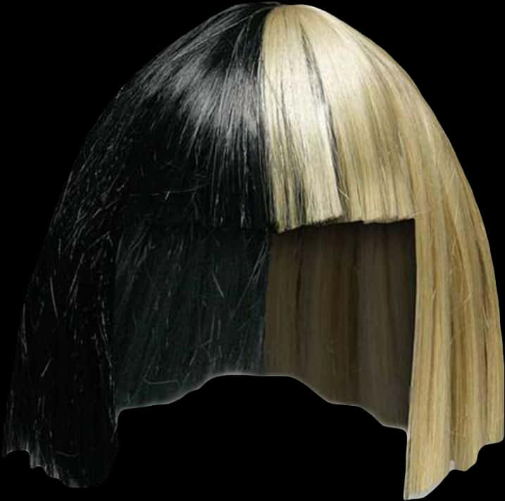 Two Tone Blackand Blonde Wig PNG image