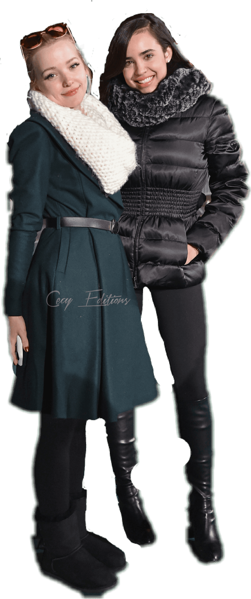 Two Women Winter Fashion PNG image