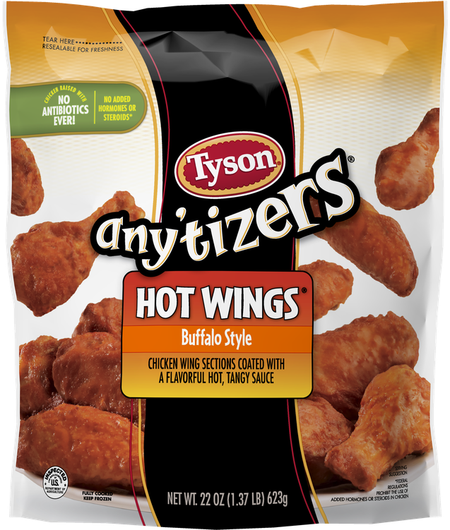 Tyson Anytizers Hot Wings Buffalo Style Package PNG image