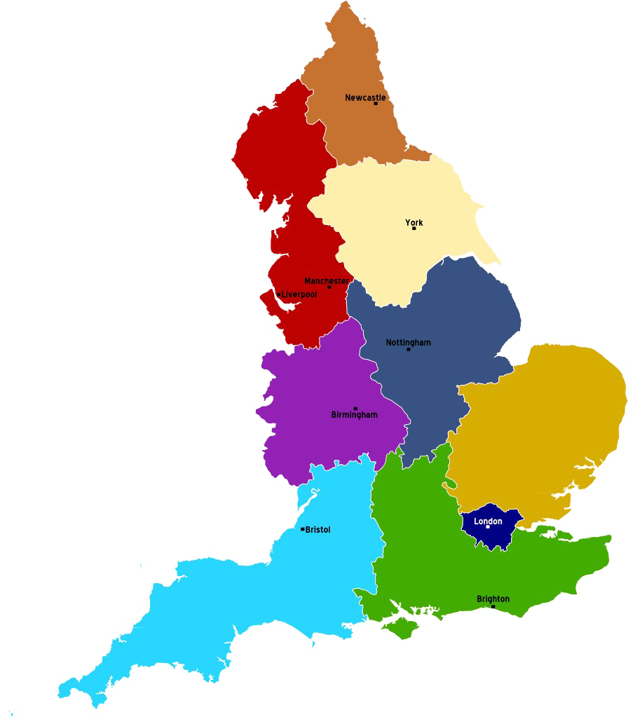 U K Regions Color Coded Map PNG image