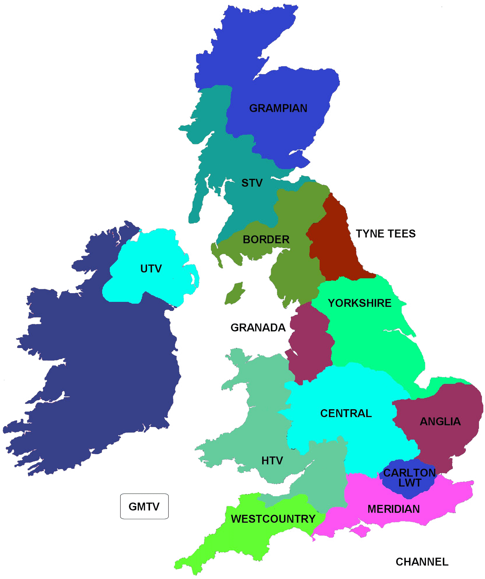 U Kand Ireland Television Regions Map PNG image