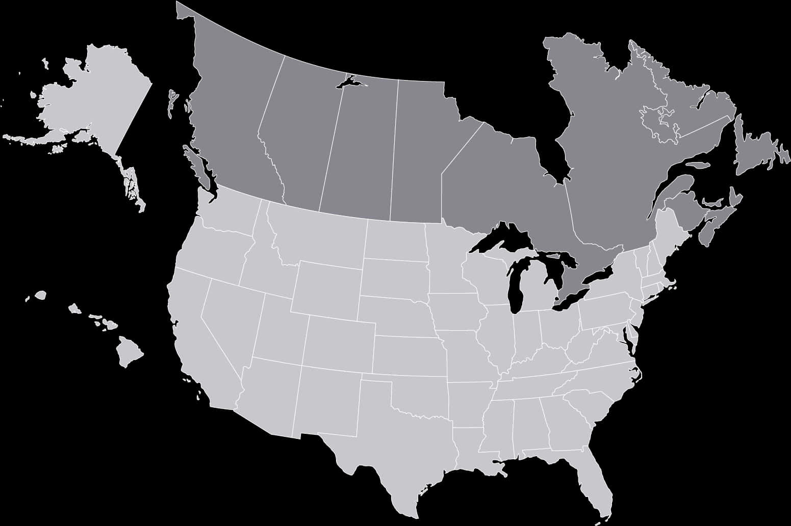 U S A_ Black_and_ White_ Map PNG image