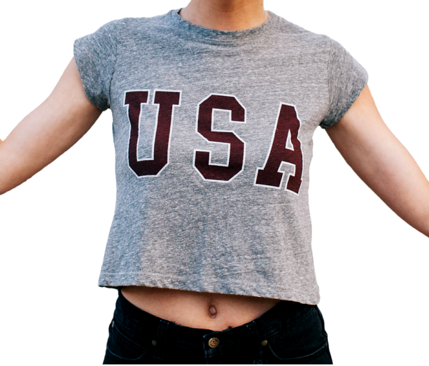 U S A Cropped Tee Shirt PNG image