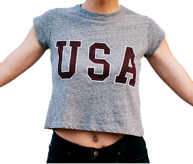 U S A Cropped Tee Shirt PNG image
