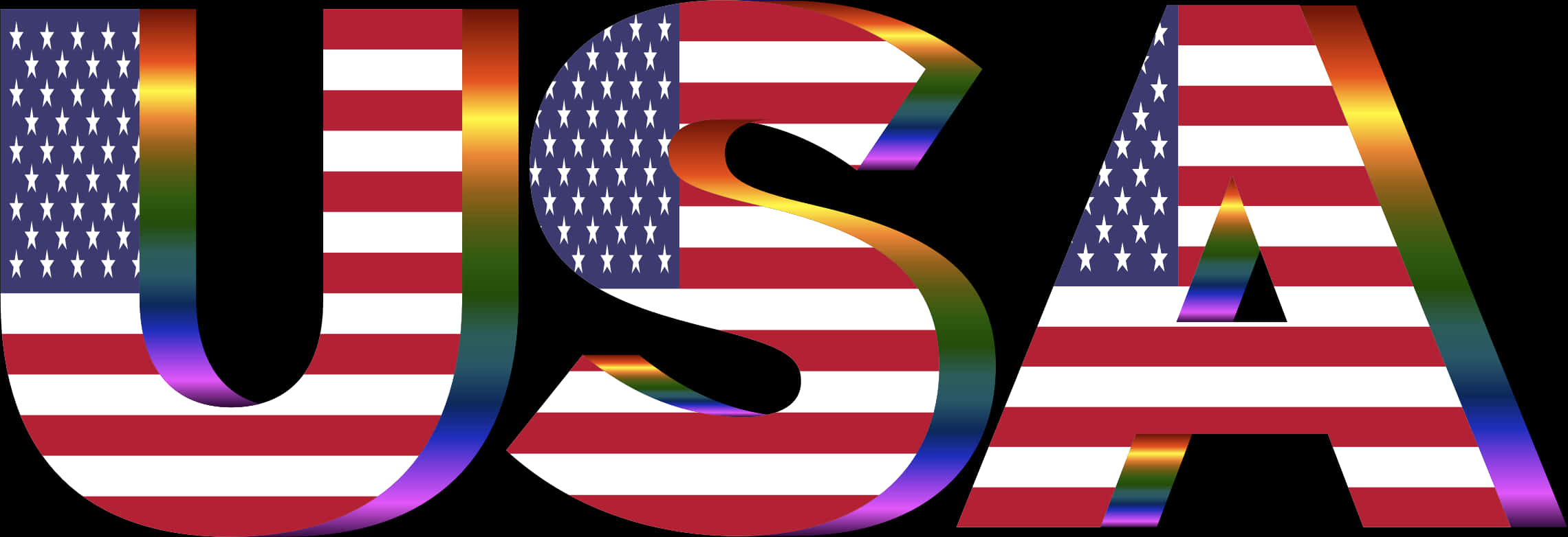 U S A Flag Lettering PNG image