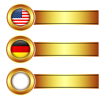 U S A Germany Blank Golden Banners PNG image