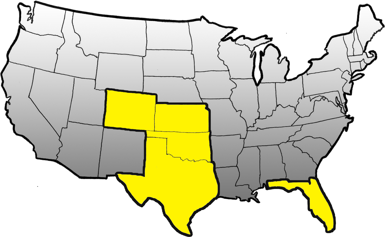 U S A Map Highlighted South Central States PNG image