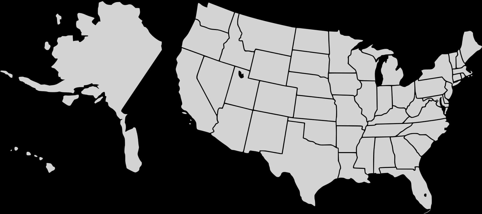 U S A Outline Map Blackand White PNG image