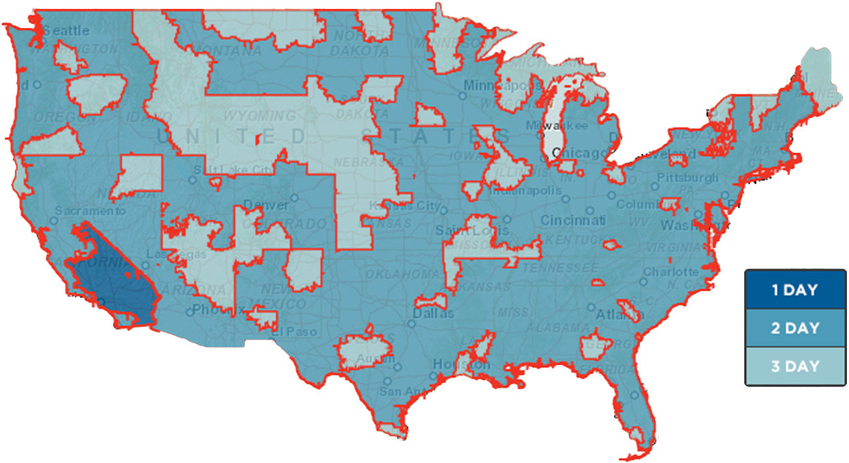 U S A Shipping Zones Map PNG image