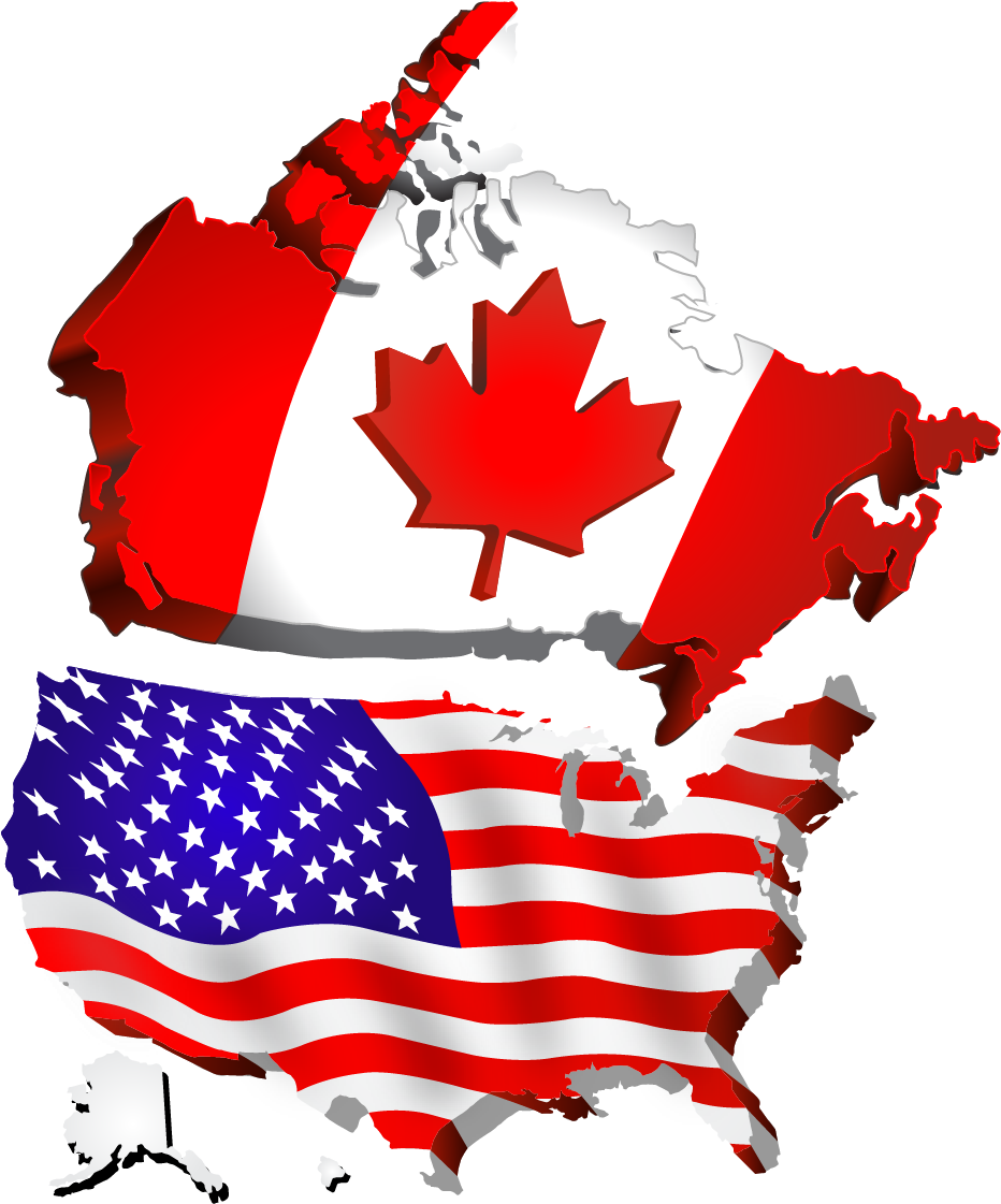 U S Aand Canada Flagson Maps PNG image