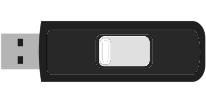 U S B Flash Drive Blackand White PNG image