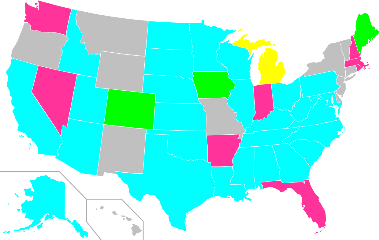 U S Map Color Coded Regions PNG image