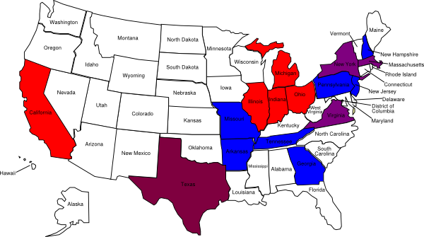 U S Map Color Coded States PNG image