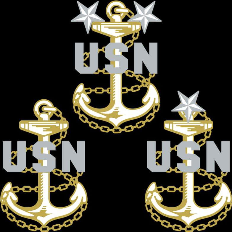 U S N Anchorsand Stars Graphic PNG image