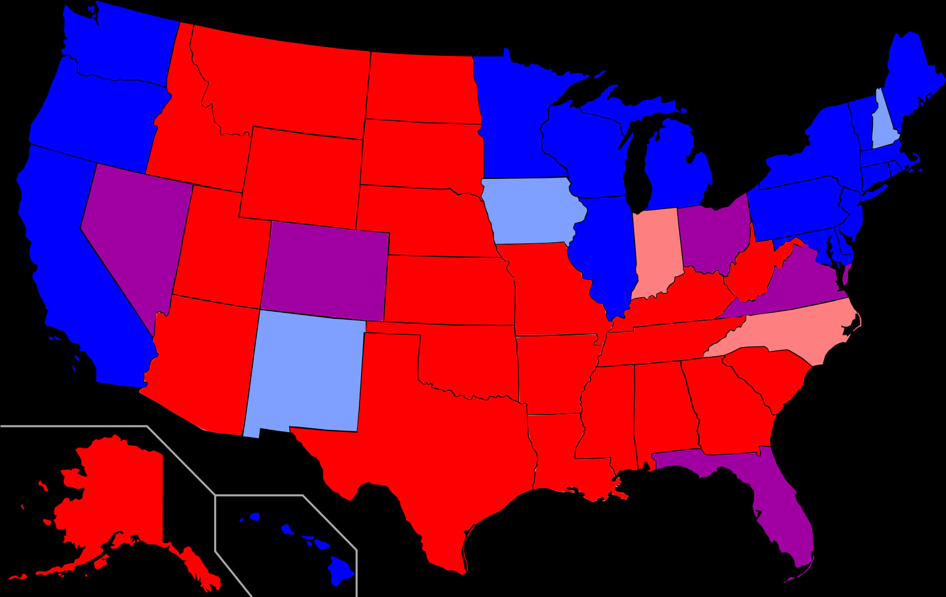 U S Political Map Color Coded States PNG image