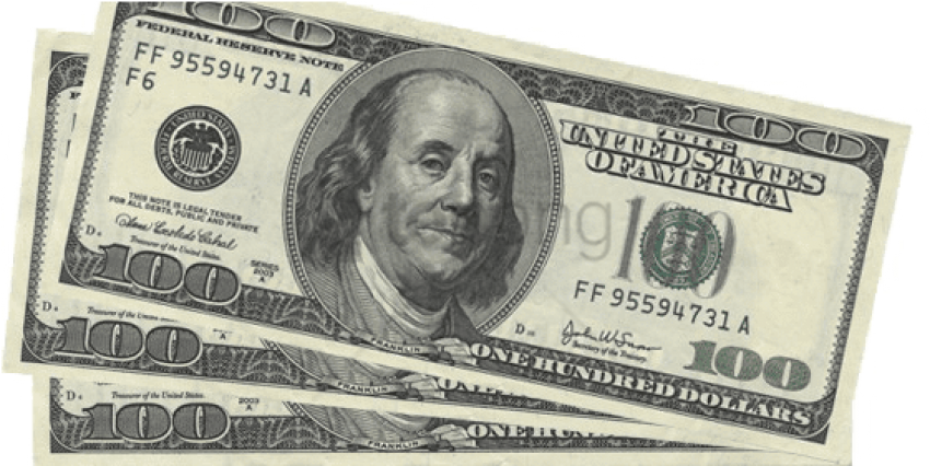 U S100 Dollar Bills Fanned Out PNG image