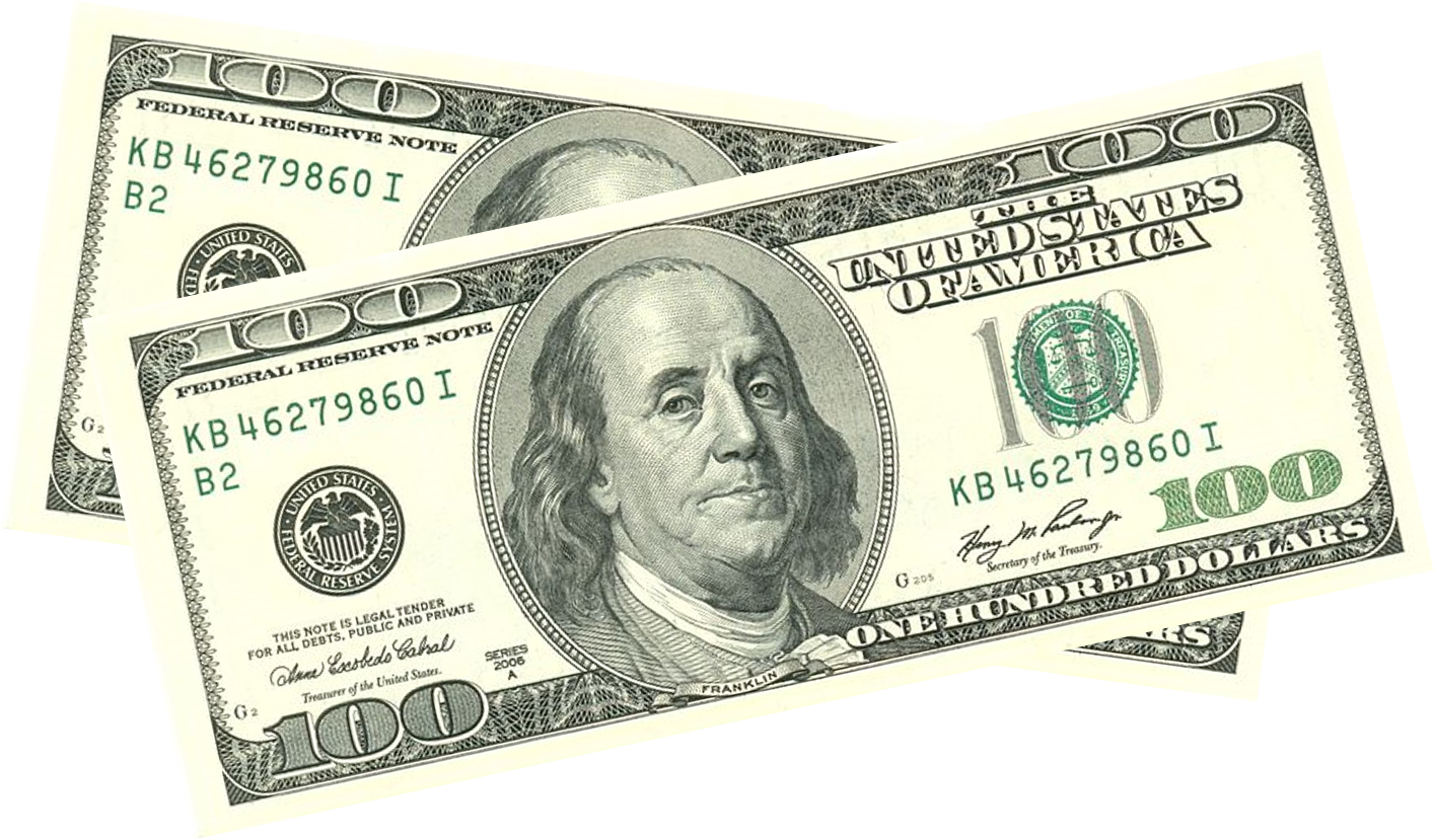 U S100 Dollar Bills Fanned Out PNG image