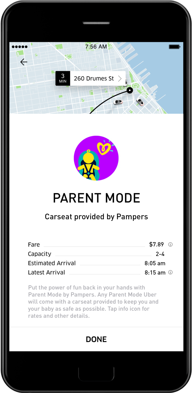 Uber Parent Mode App Screen PNG image