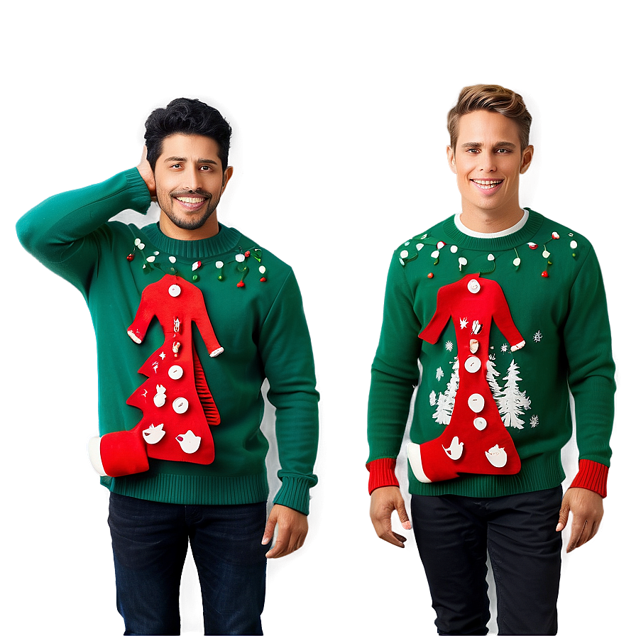 Ugly Christmas Sweater With Carolers Png Hmc PNG image