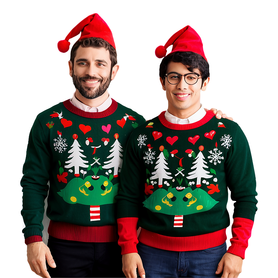 Ugly Christmas Sweater With Elves Png Npv83 PNG image