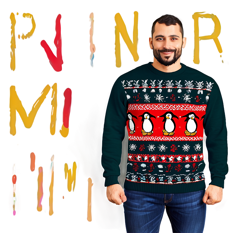 Ugly Christmas Sweater With Penguins Png 93 PNG image