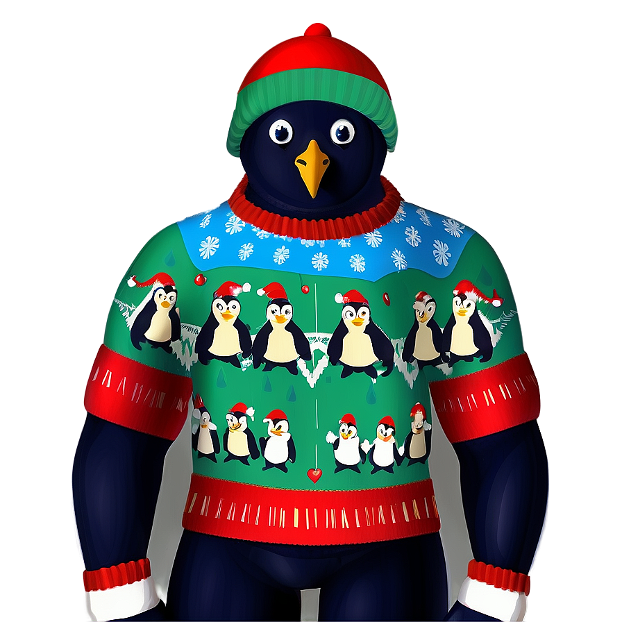 Ugly Christmas Sweater With Penguins Png Jpl73 PNG image