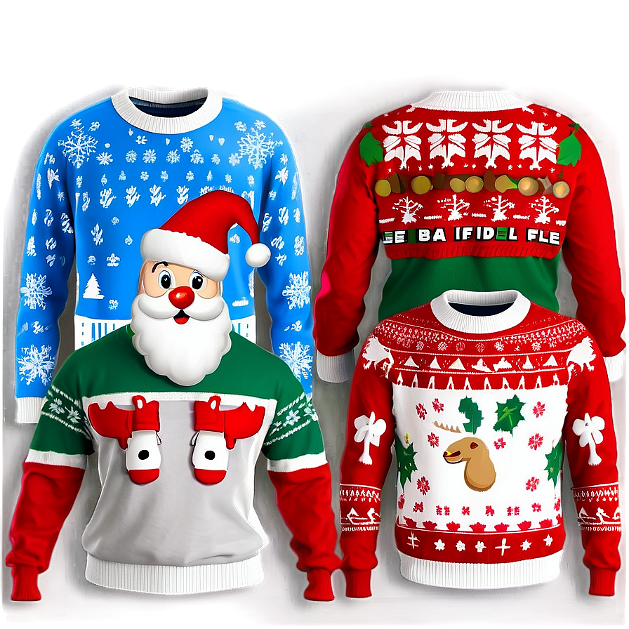 Ugly Christmas Sweater With Slogans Png Krt PNG image