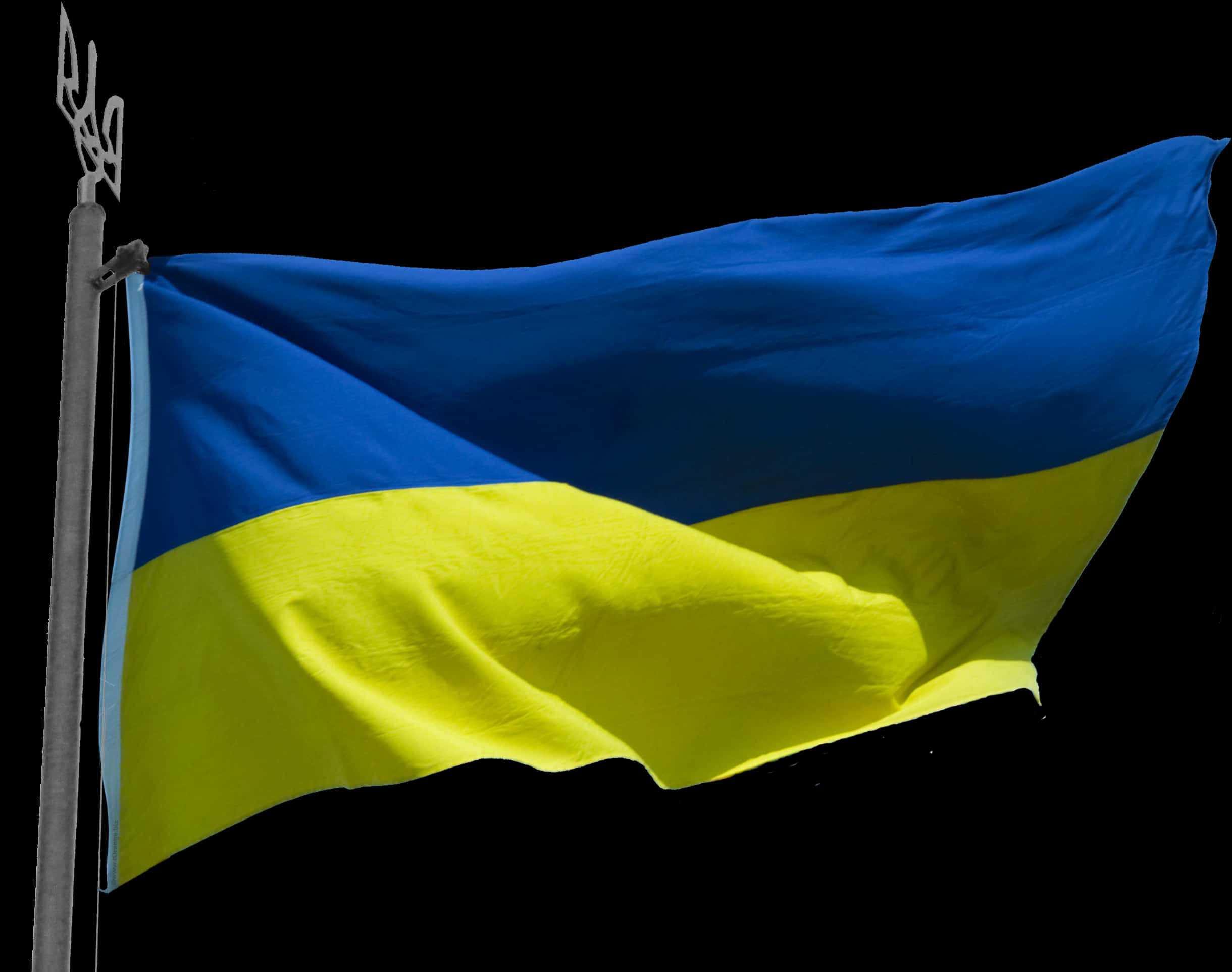 Ukrainian Flag Waving Dark Background PNG image