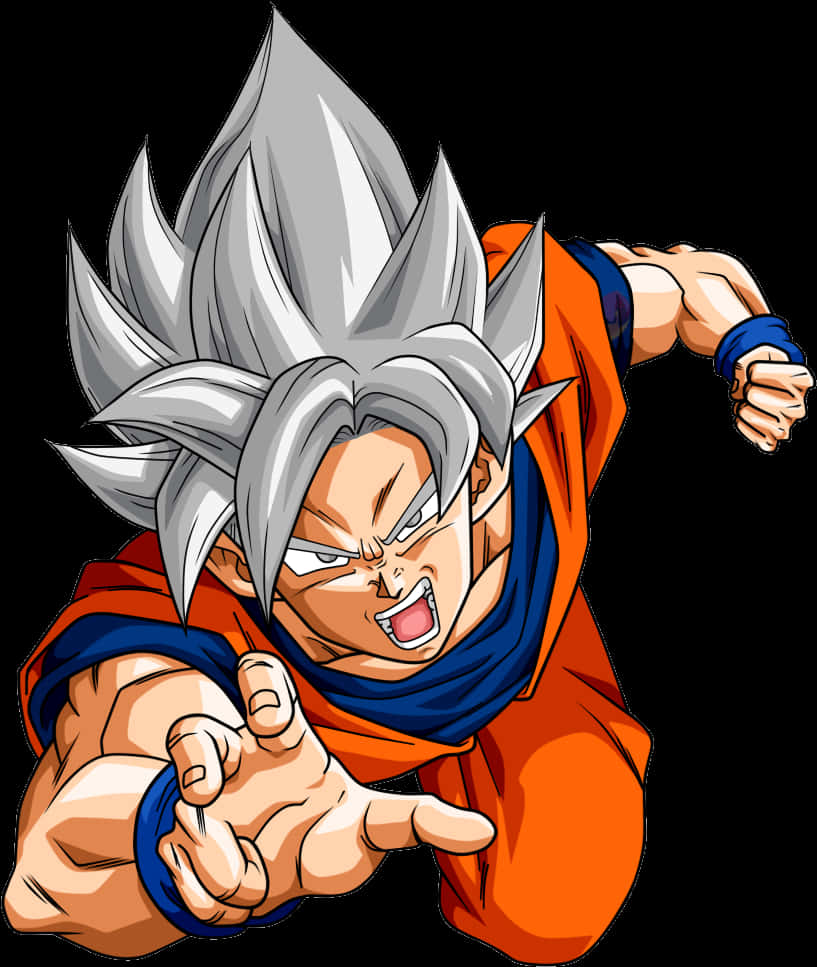 Ultra Instinct Goku Action Pose PNG image