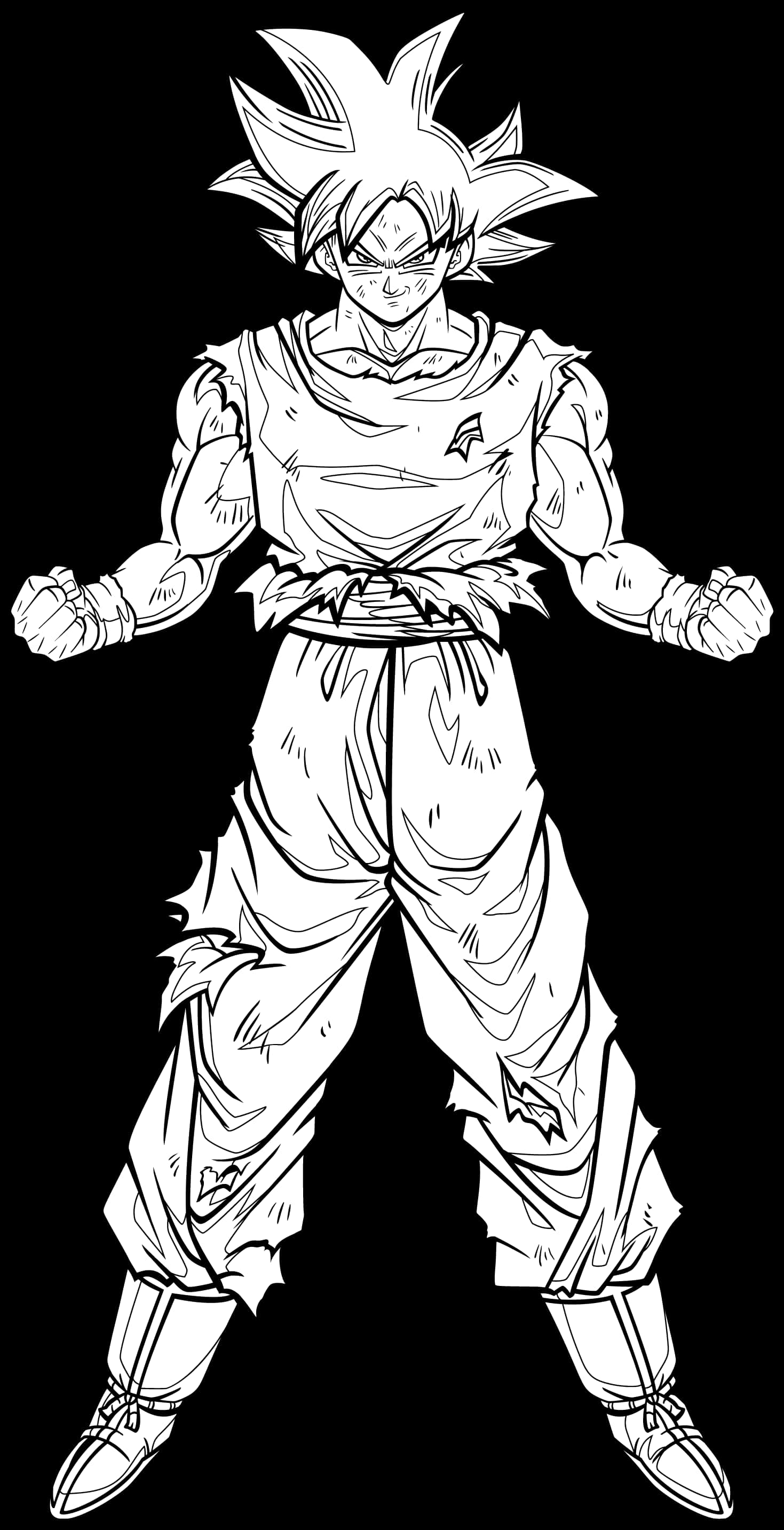 Ultra Instinct Goku Line Art PNG image